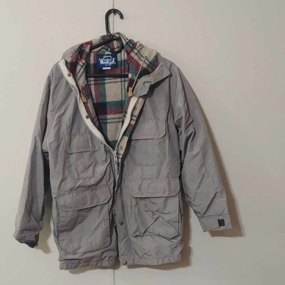 VTG Woolrich Beige Utility Jacket Women's Flannel Lined Coat Size M